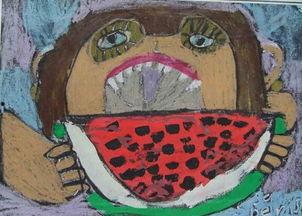 吃瓜国画扇子,一幅吃瓜国画扇子的艺术魅力